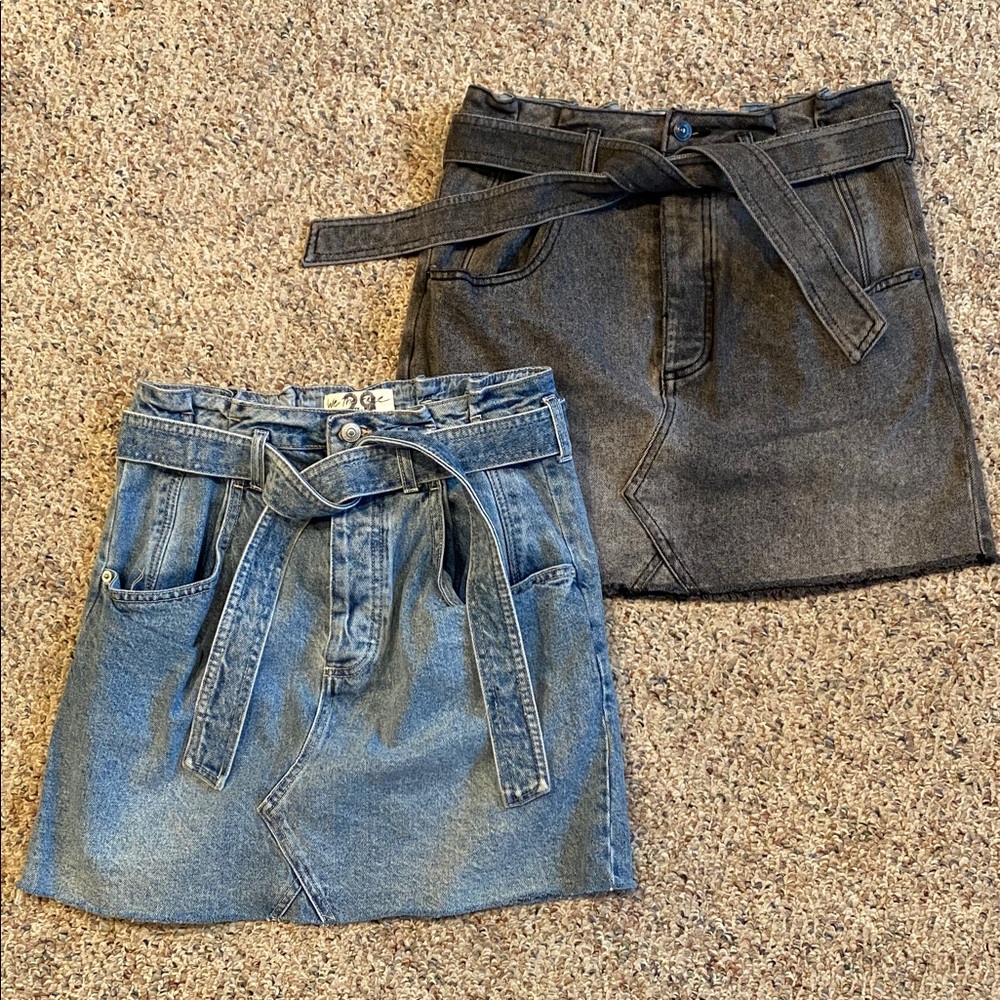 Free People We The Free Size 29 Denim Paper Bag Mini Skirts